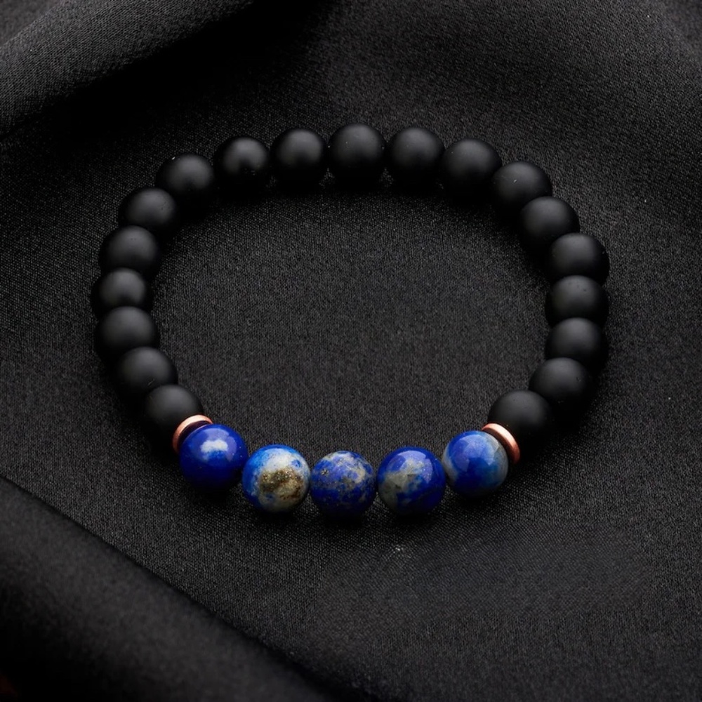 Blue Lapis and onyx men’s bracelet